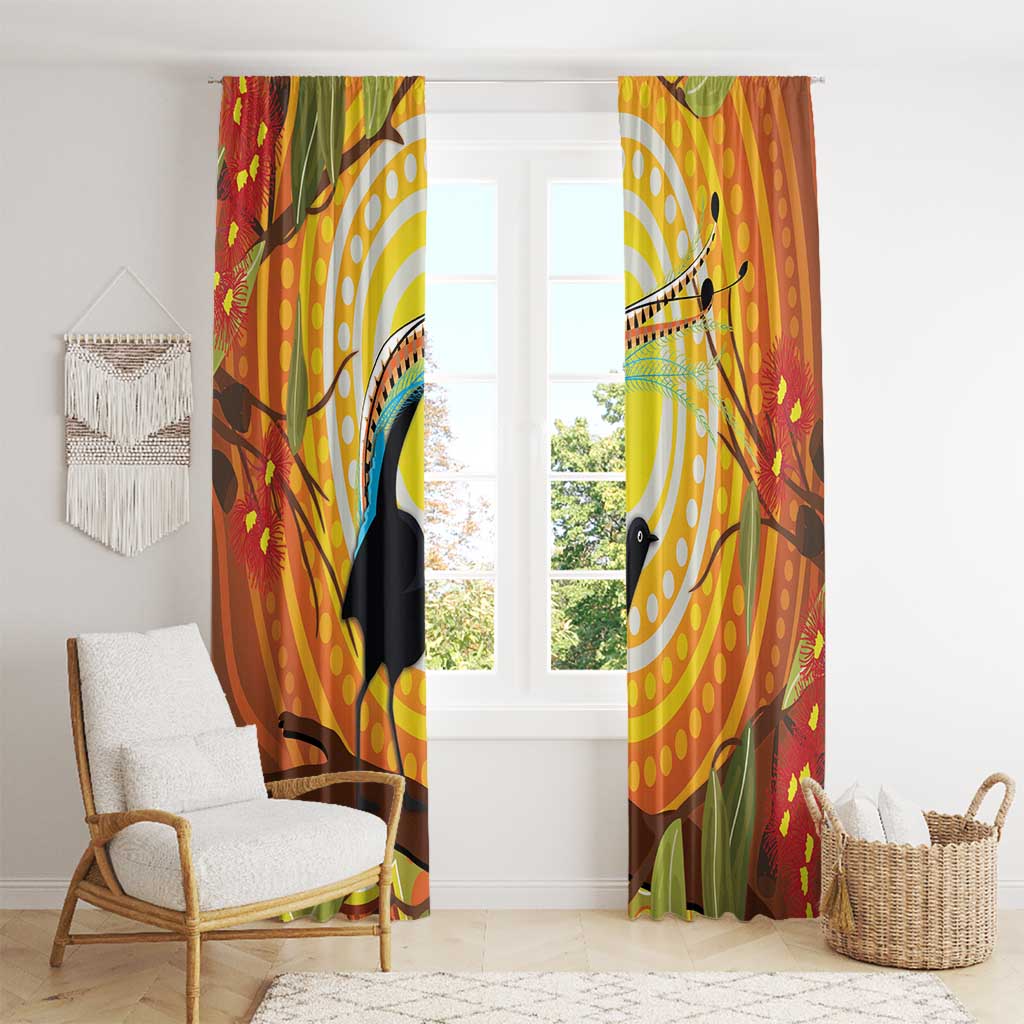 Australia Superb Lyrebird Window Curtain Aboriginal Art