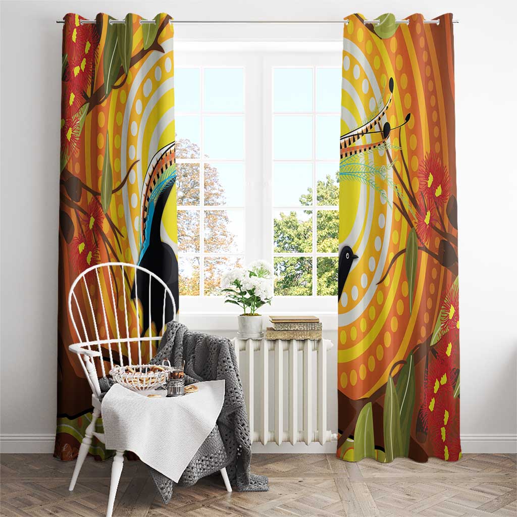 Australia Superb Lyrebird Window Curtain Aboriginal Art
