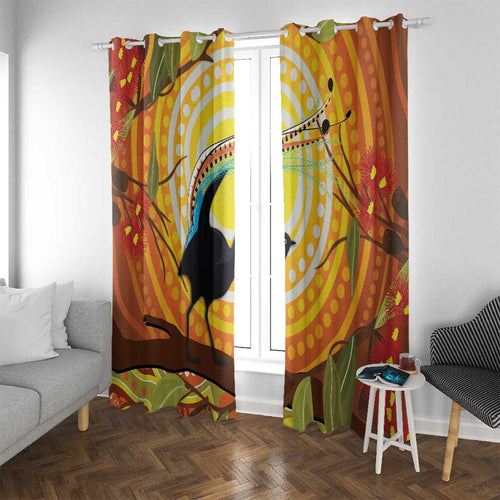 Australia Superb Lyrebird Window Curtain Aboriginal Art