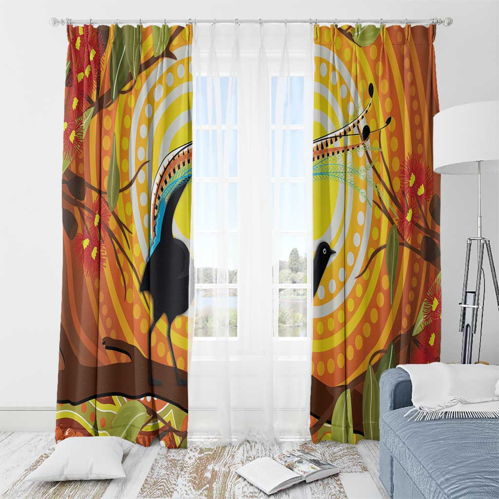 Australia Superb Lyrebird Window Curtain Aboriginal Art