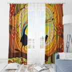 Australia Superb Lyrebird Window Curtain Aboriginal Art