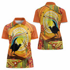 Australia Superb Lyrebird Women Polo Shirt Aboriginal Art