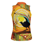 Australia Superb Lyrebird Women Sleeveless Polo Shirt Aboriginal Art