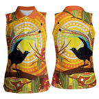 Australia Superb Lyrebird Women Sleeveless Polo Shirt Aboriginal Art