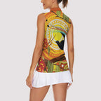 Australia Superb Lyrebird Women Sleeveless Polo Shirt Aboriginal Art