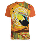 Australia Superb Lyrebird Women V-Neck T-Shirt Aboriginal Art