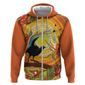 Australia Superb Lyrebird Zip Hoodie Aboriginal Art