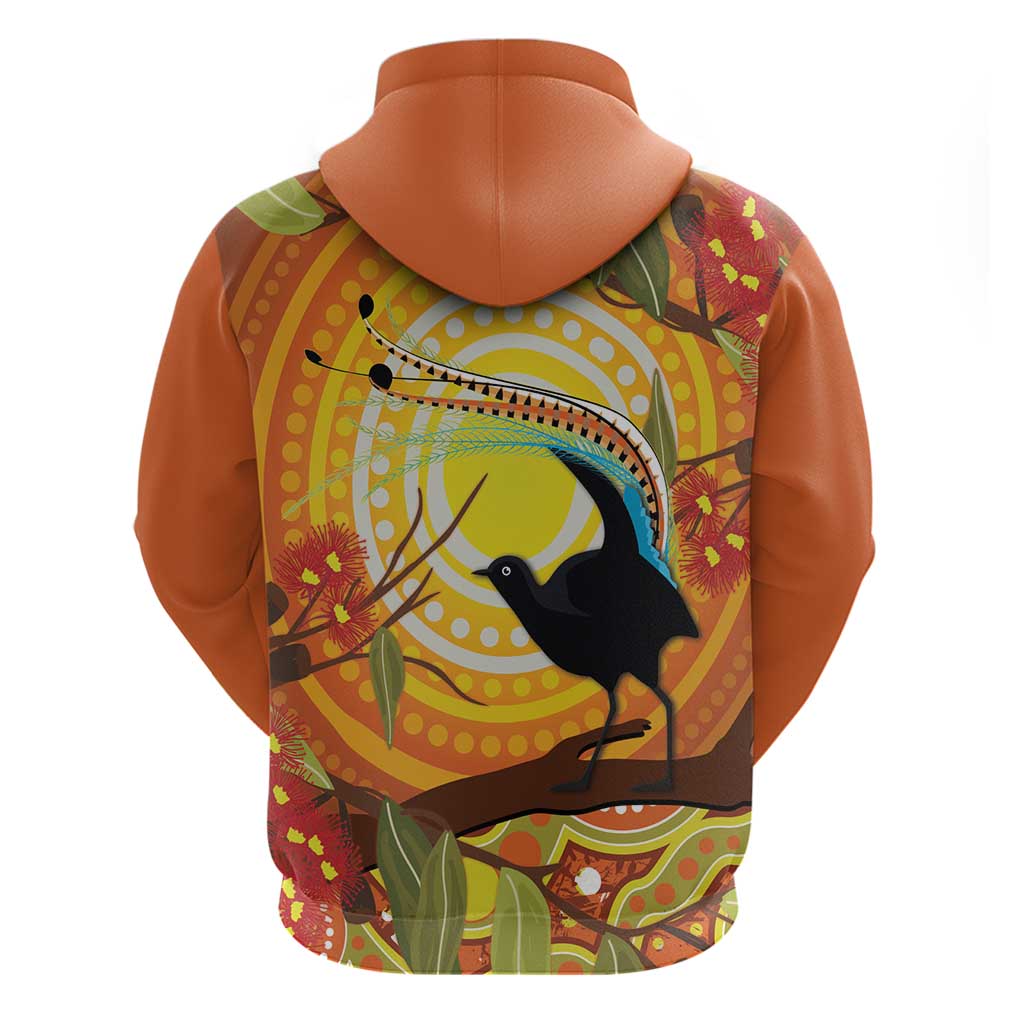 Australia Superb Lyrebird Zip Hoodie Aboriginal Art