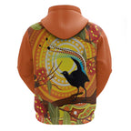 Australia Superb Lyrebird Zip Hoodie Aboriginal Art