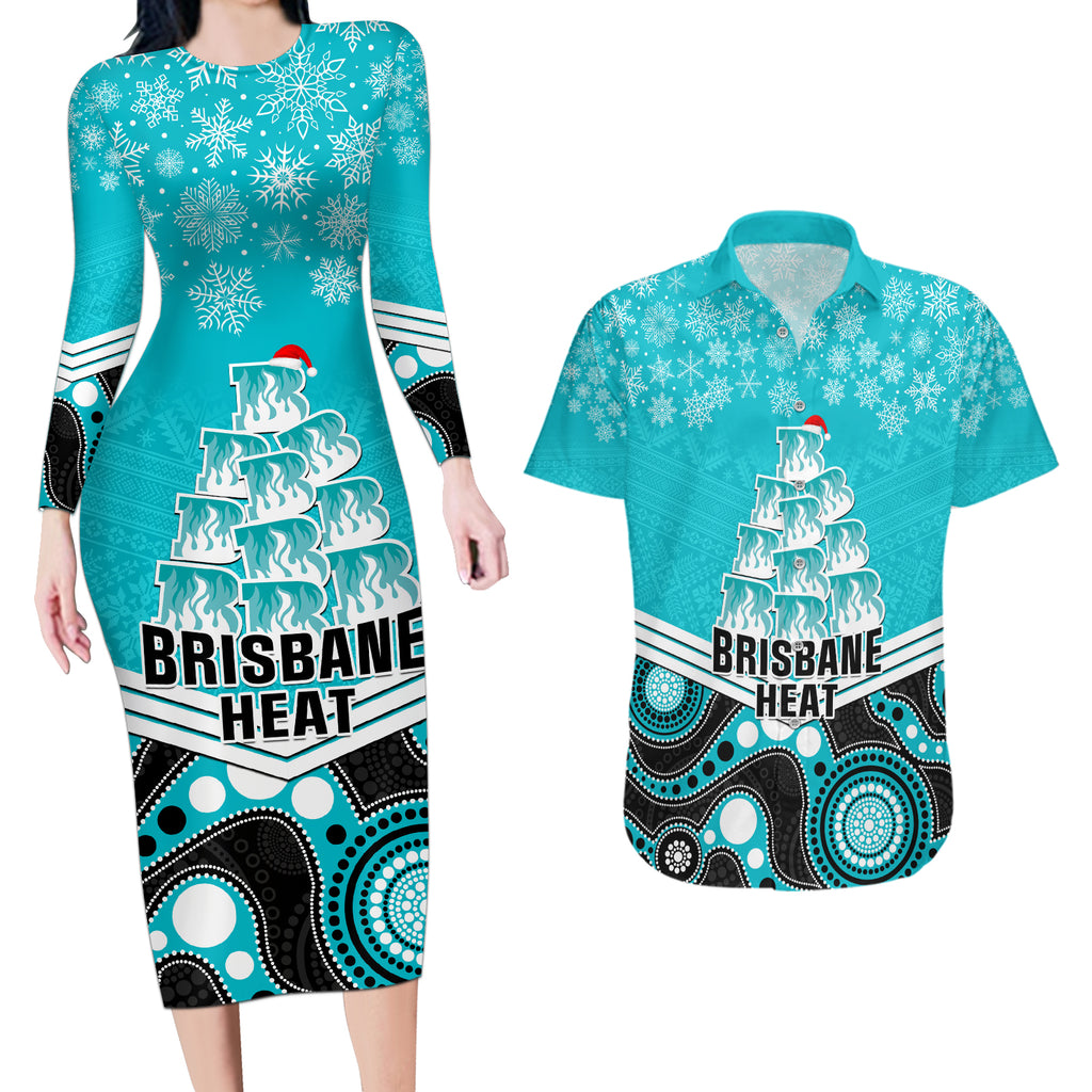 custom-brisbane-heat-cricket-christmas-couples-matching-long-sleeve-bodycon-dress-and-hawaiian-shirt-merry-xmas-2023-indigenous-art