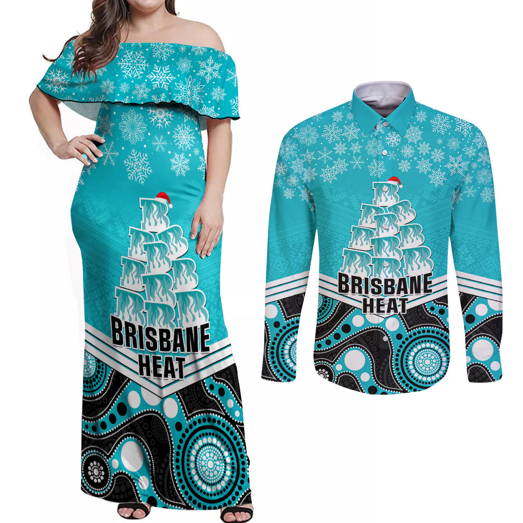 custom-brisbane-heat-cricket-christmas-couples-matching-off-shoulder-maxi-dress-and-long-sleeve-button-shirt-merry-xmas-2023-indigenous-art