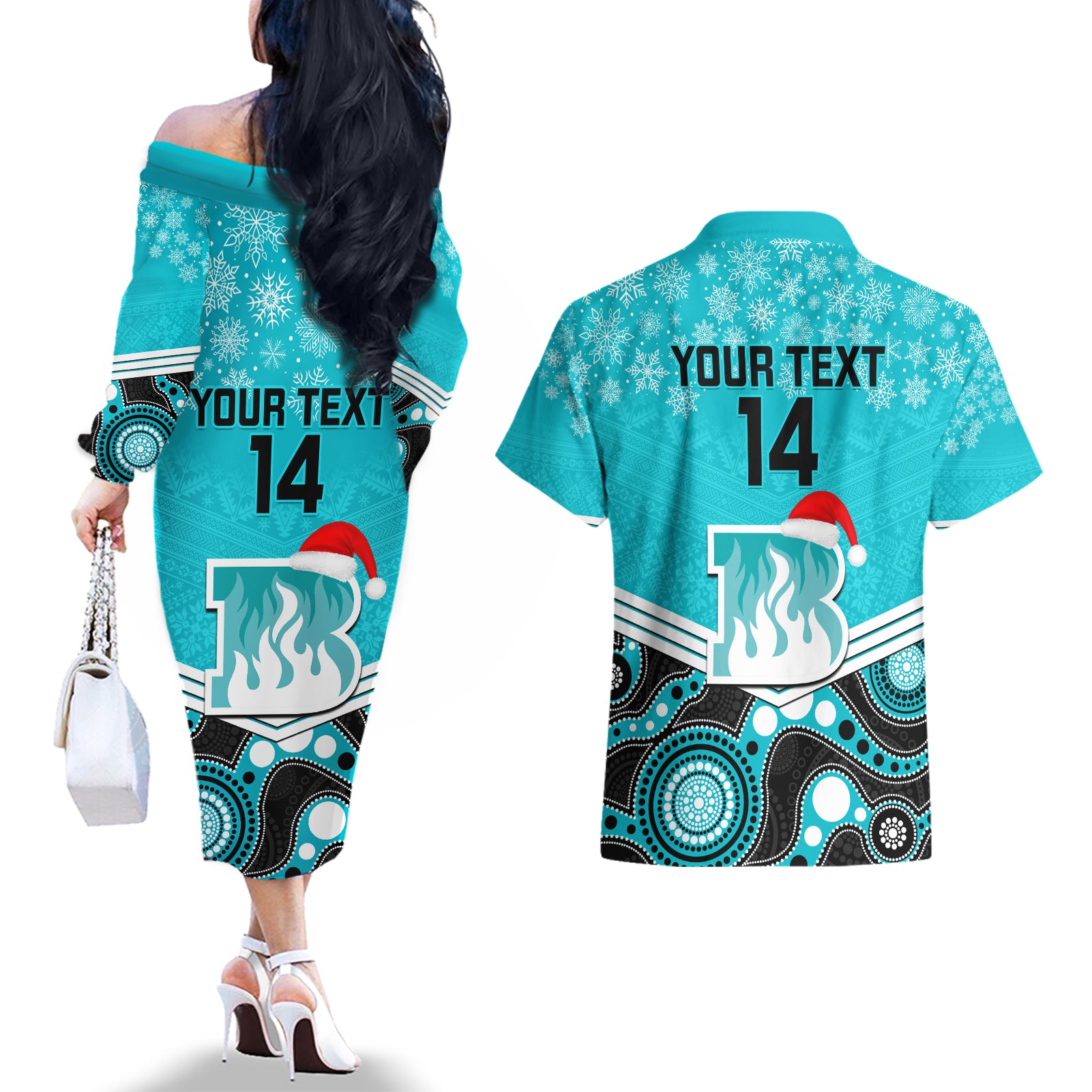 custom-brisbane-heat-cricket-christmas-couples-matching-off-the-shoulder-long-sleeve-dress-and-hawaiian-shirt-merry-xmas-2023-indigenous-art