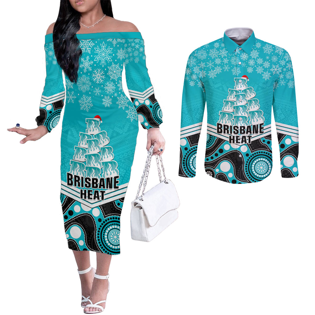 custom-brisbane-heat-cricket-christmas-couples-matching-off-the-shoulder-long-sleeve-dress-and-long-sleeve-button-shirt-merry-xmas-2023-indigenous-art