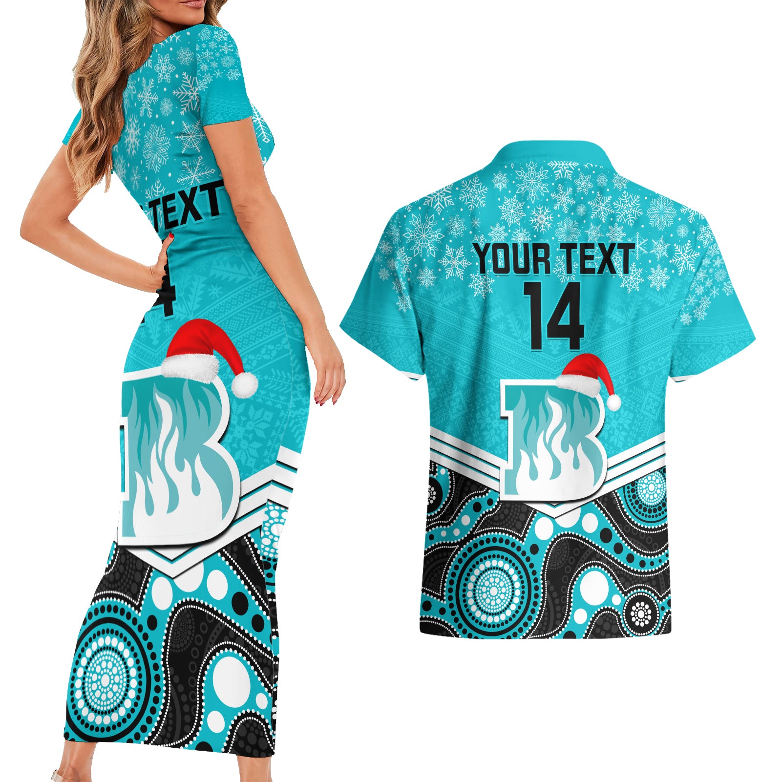 custom-brisbane-heat-cricket-christmas-couples-matching-short-sleeve-bodycon-dress-and-hawaiian-shirt-merry-xmas-2023-indigenous-art