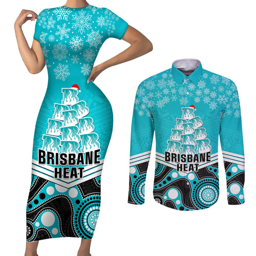 custom-brisbane-heat-cricket-christmas-couples-matching-short-sleeve-bodycon-dress-and-long-sleeve-button-shirt-merry-xmas-2023-indigenous-art