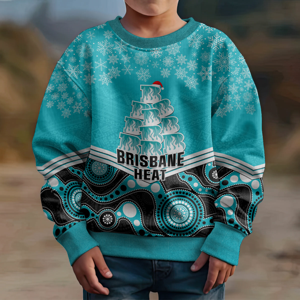 custom-brisbane-heat-cricket-christmas-kid-ugly-christmas-sweater-merry-xmas-2023-indigenous-art