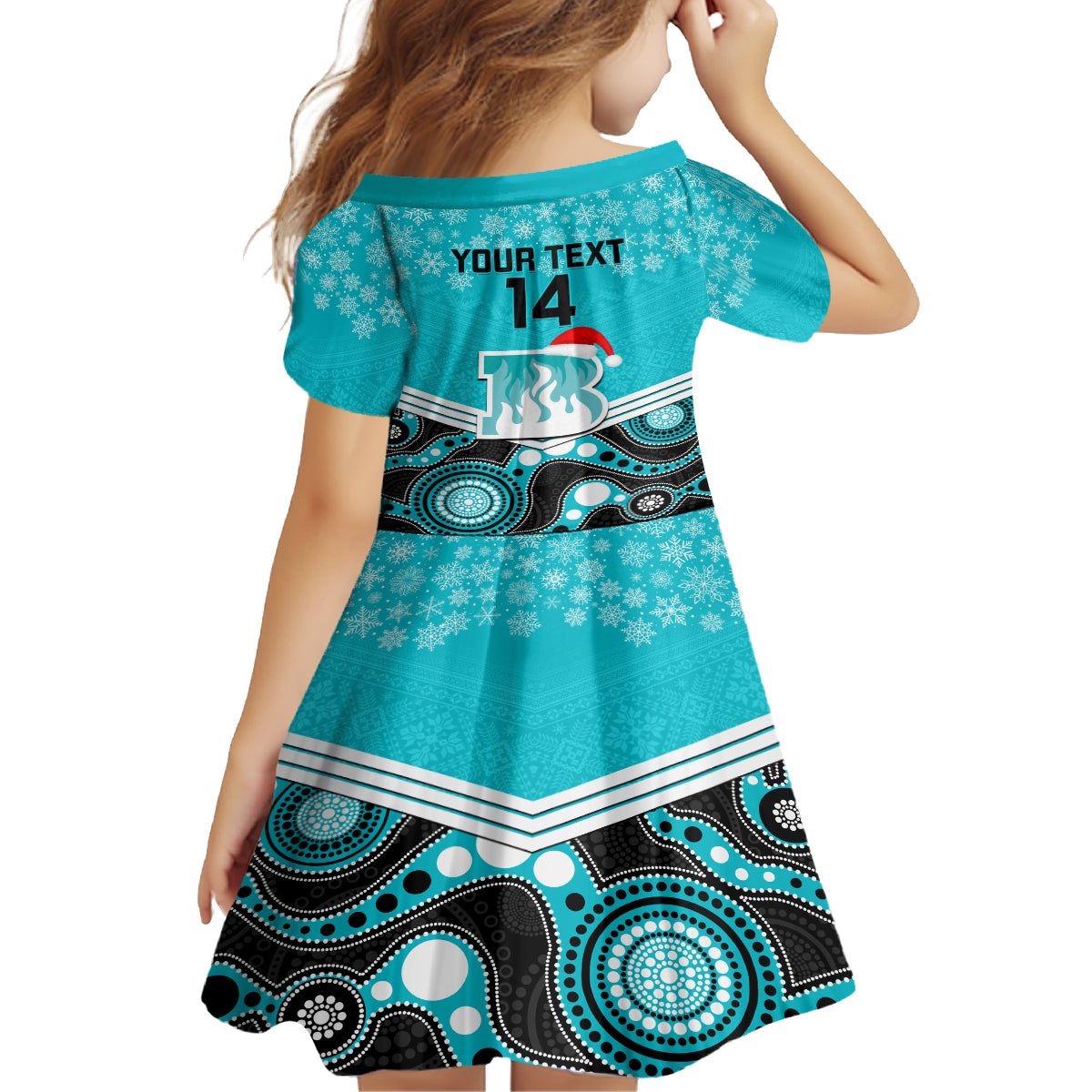 custom-brisbane-heat-cricket-christmas-kid-short-sleeve-dress-merry-xmas-2023-indigenous-art