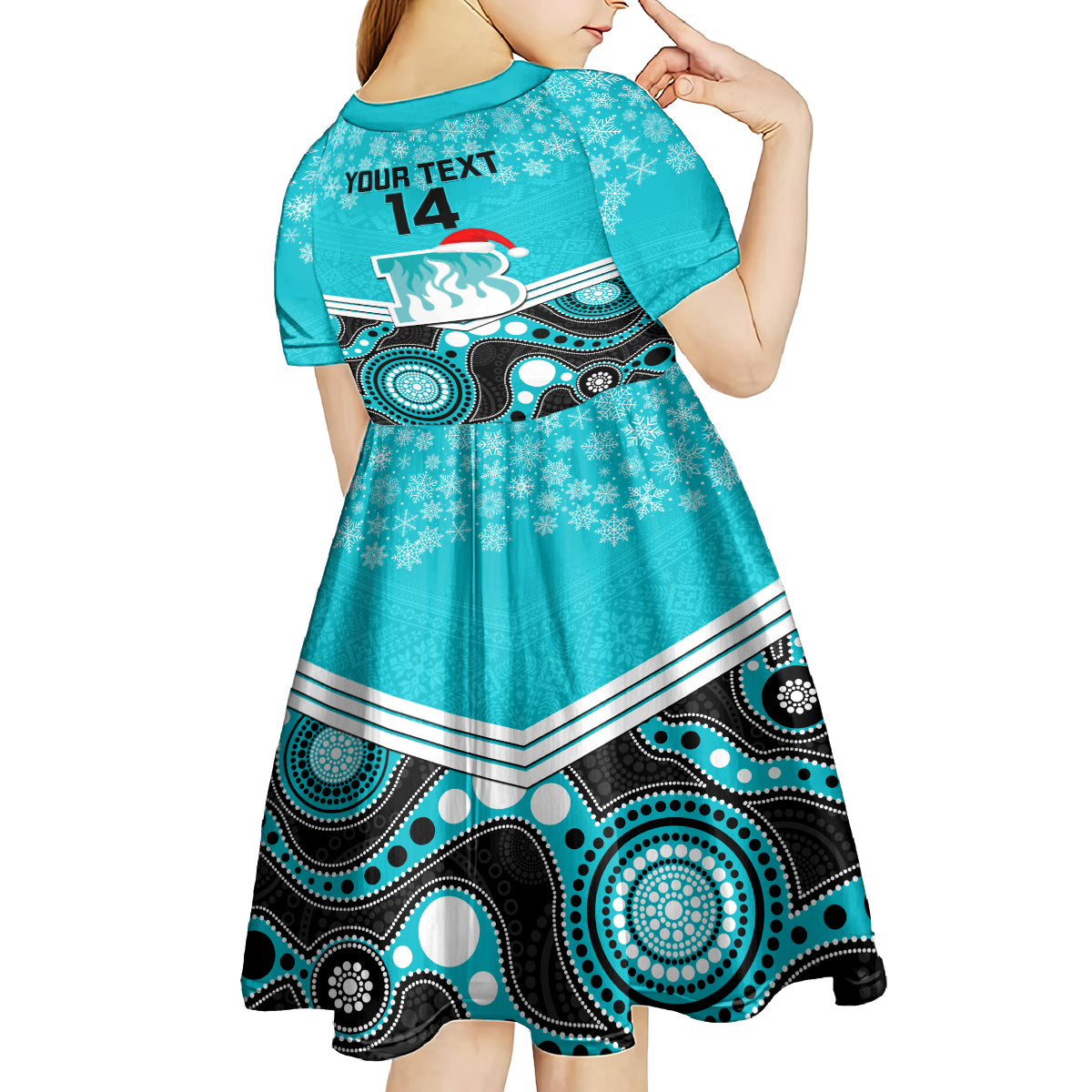 custom-brisbane-heat-cricket-christmas-kid-short-sleeve-dress-merry-xmas-2023-indigenous-art