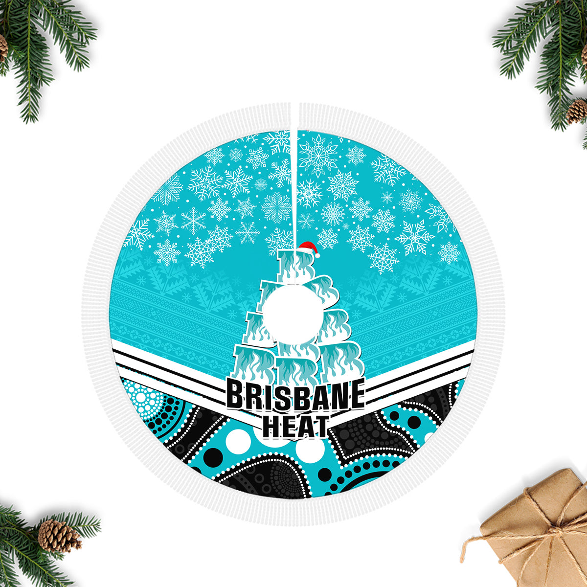brisbane-heat-cricket-christmas-tree-skirt-merry-xmas-2023-indigenous-art