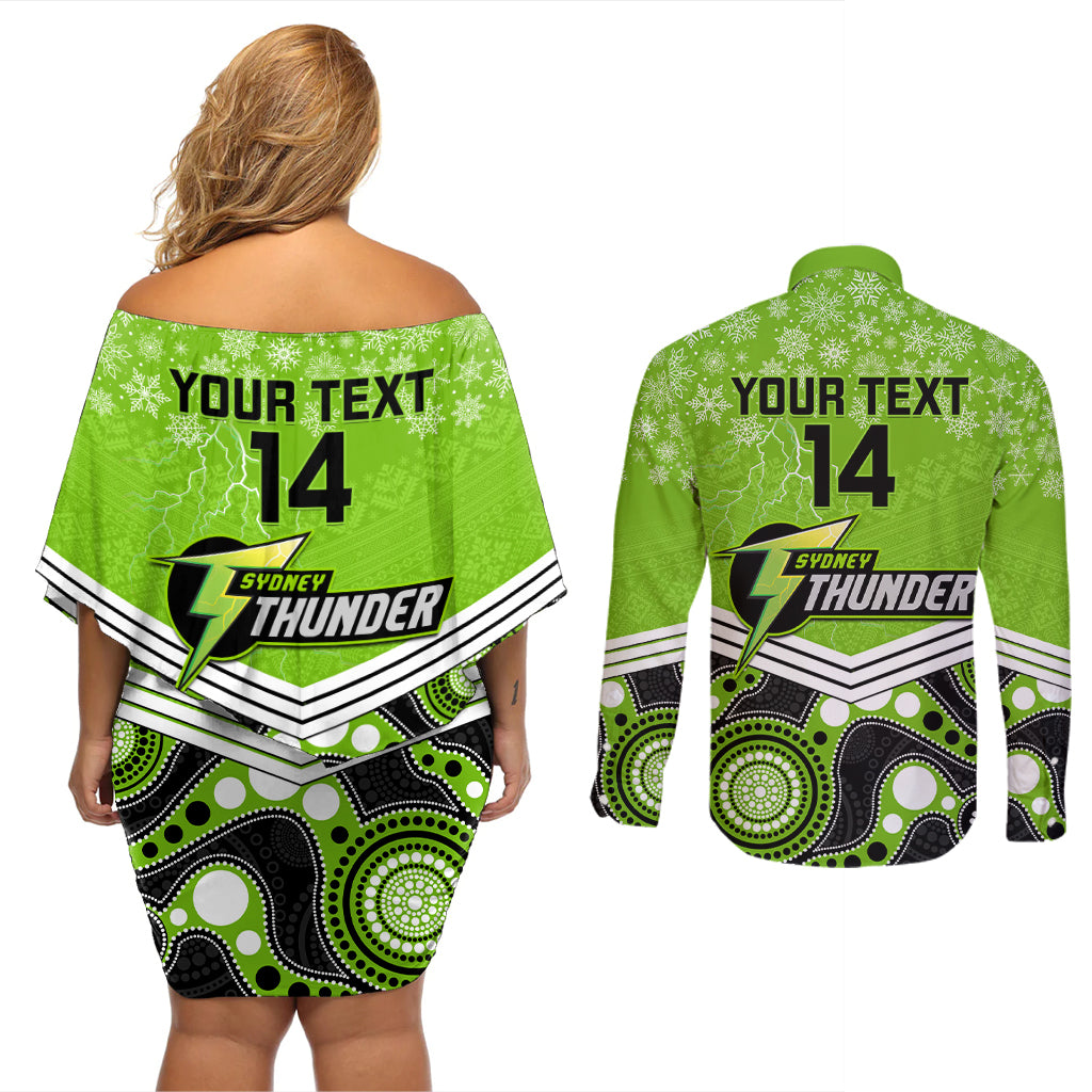 custom-thunder-cricket-christmas-couples-matching-off-shoulder-short-dress-and-long-sleeve-button-shirt-merry-xmas-2023-indigenous-art