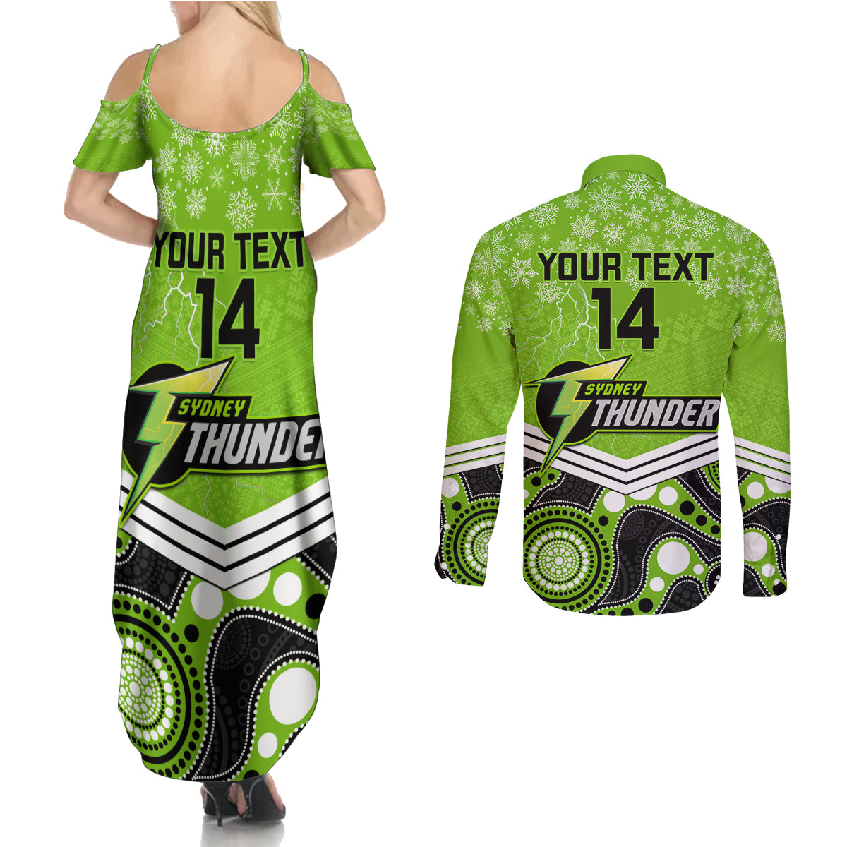 custom-thunder-cricket-christmas-couples-matching-summer-maxi-dress-and-long-sleeve-button-shirt-merry-xmas-2023-indigenous-art