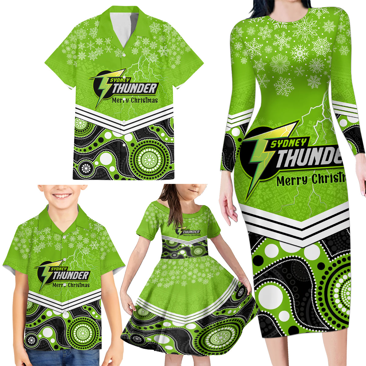 custom-thunder-cricket-christmas-family-matching-long-sleeve-bodycon-dress-and-hawaiian-shirt-merry-xmas-2023-indigenous-art