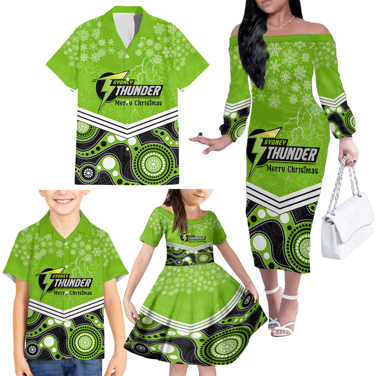 custom-thunder-cricket-christmas-family-matching-off-shoulder-long-sleeve-dress-and-hawaiian-shirt-merry-xmas-2023-indigenous-art