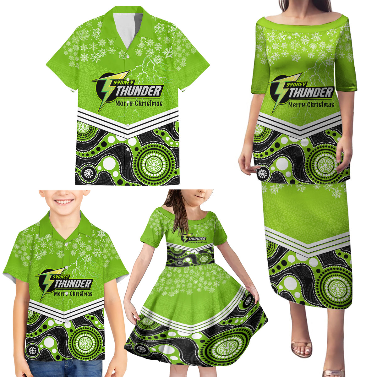 custom-thunder-cricket-christmas-family-matching-puletasi-dress-and-hawaiian-shirt-merry-xmas-2023-indigenous-art