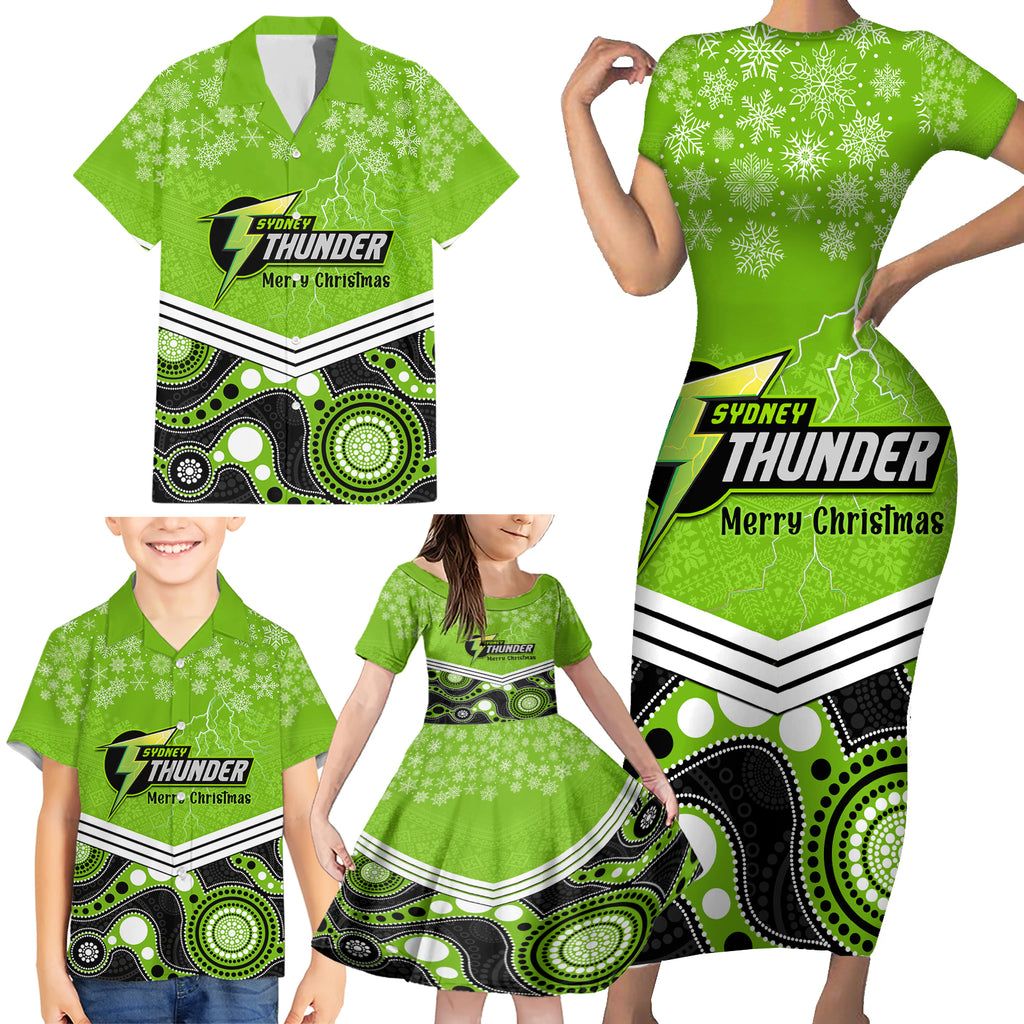 custom-thunder-cricket-christmas-family-matching-short-sleeve-bodycon-dress-and-hawaiian-shirt-merry-xmas-2023-indigenous-art