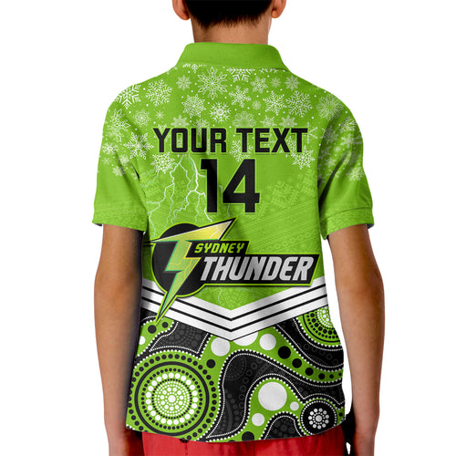 custom-thunder-cricket-christmas-kid-polo-shirt-merry-xmas-2023-indigenous-art