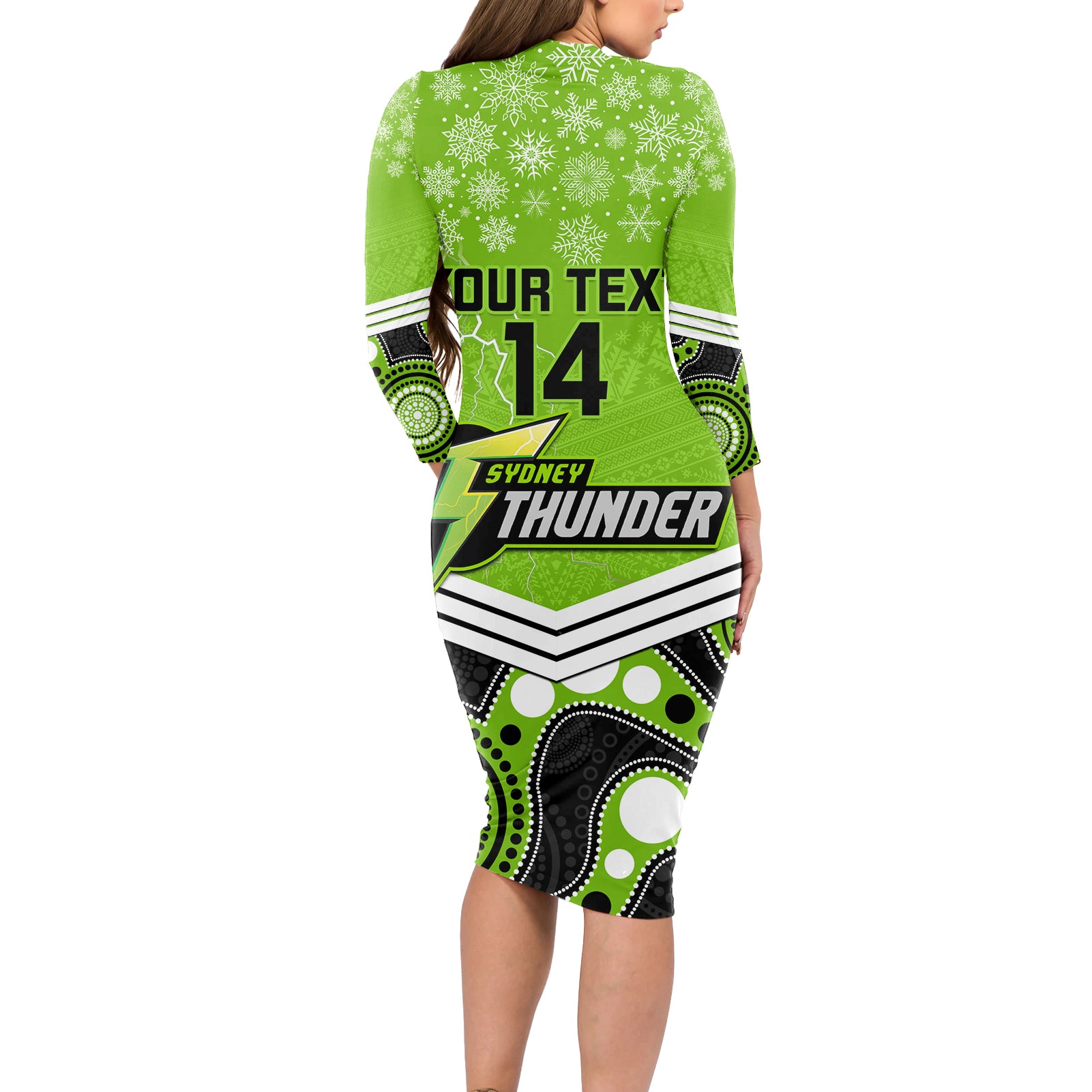 custom-thunder-cricket-christmas-long-sleeve-bodycon-dress-merry-xmas-2023-indigenous-art