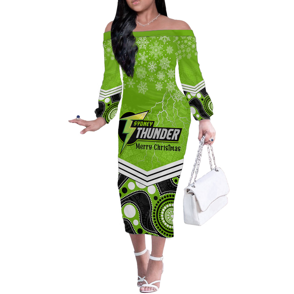 custom-thunder-cricket-christmas-off-the-shoulder-long-sleeve-dress-merry-xmas-2023-indigenous-art