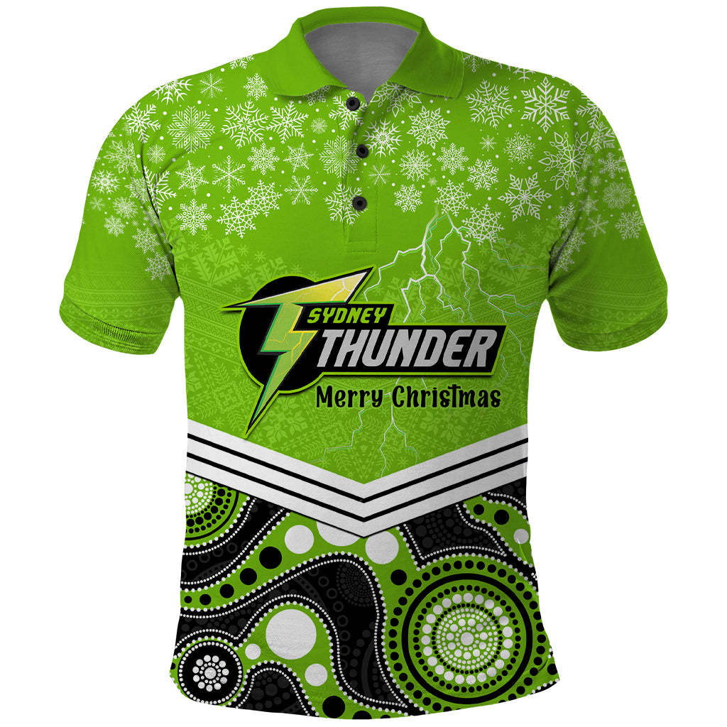 custom-thunder-cricket-christmas-polo-shirt-merry-xmas-2023-indigenous-art