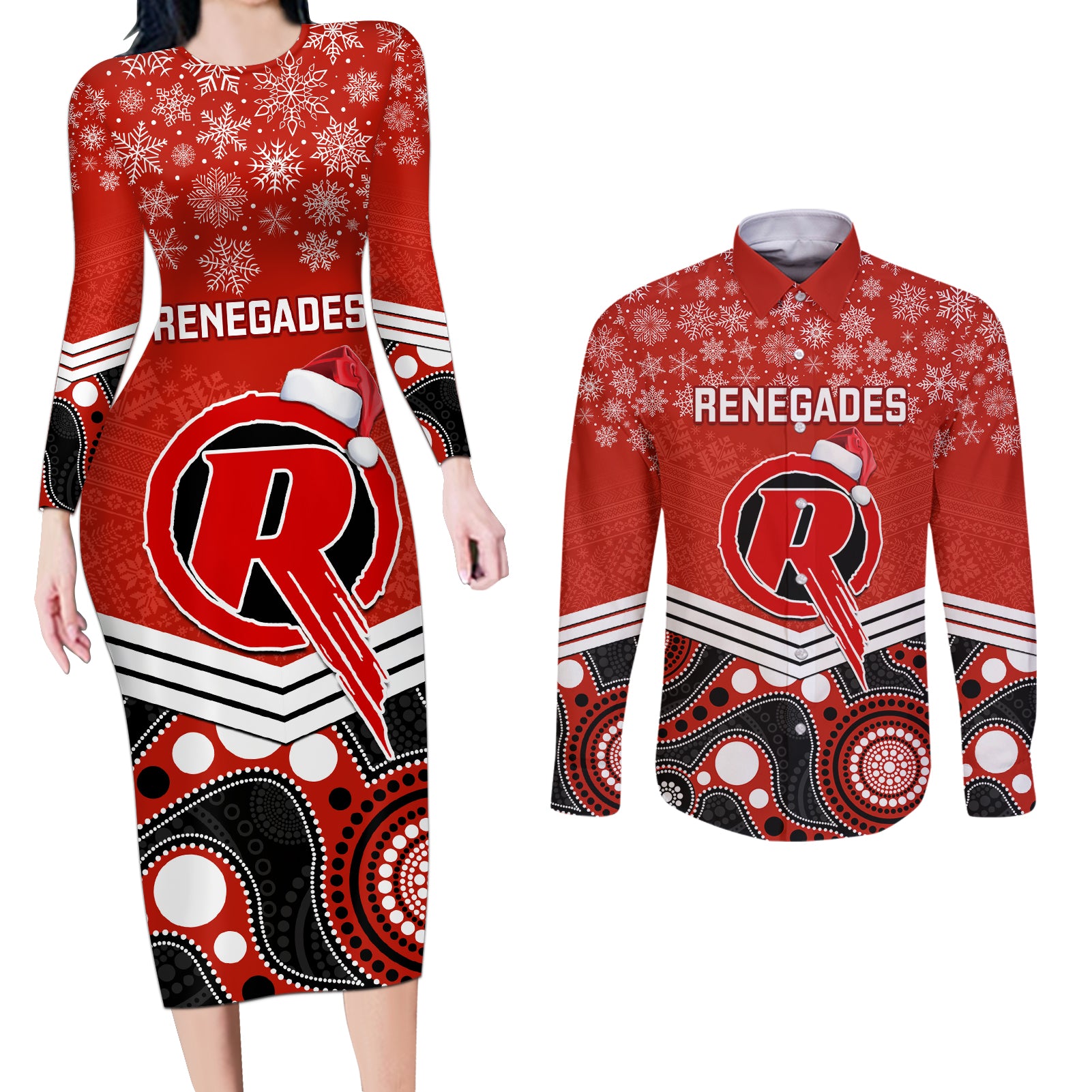 custom-melbourne-renegades-cricket-christmas-couples-matching-long-sleeve-bodycon-dress-and-long-sleeve-button-shirt-merry-xmas-2023-indigenous-art