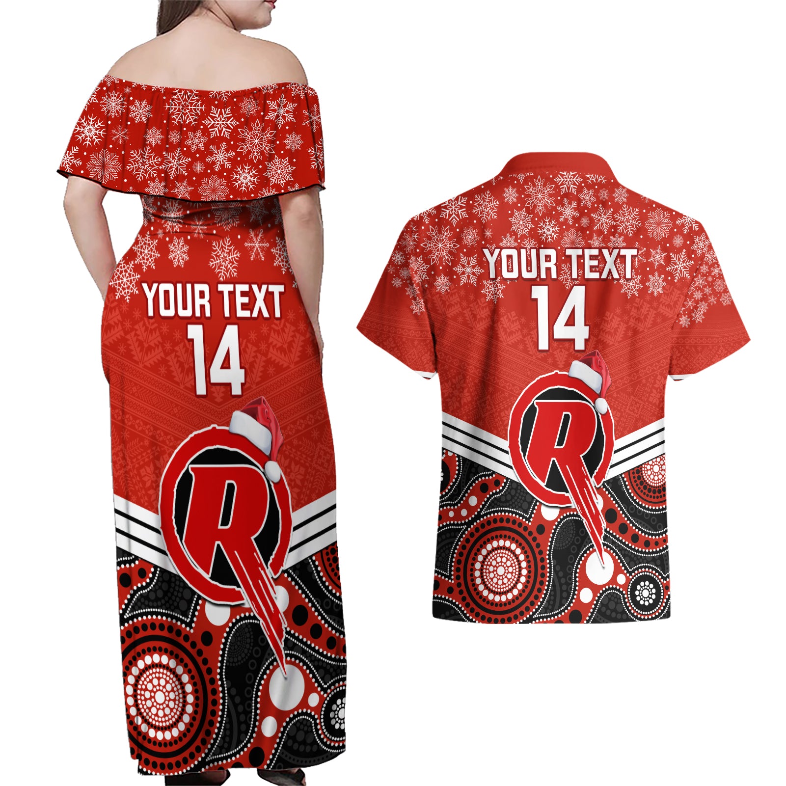custom-melbourne-renegades-cricket-christmas-couples-matching-off-shoulder-maxi-dress-and-hawaiian-shirt-merry-xmas-2023-indigenous-art