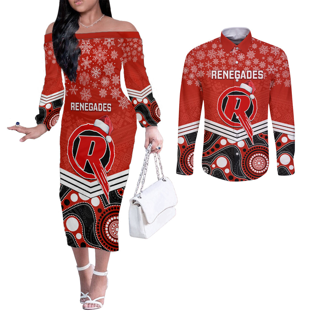 custom-melbourne-renegades-cricket-christmas-couples-matching-off-the-shoulder-long-sleeve-dress-and-long-sleeve-button-shirt-merry-xmas-2023-indigenous-art