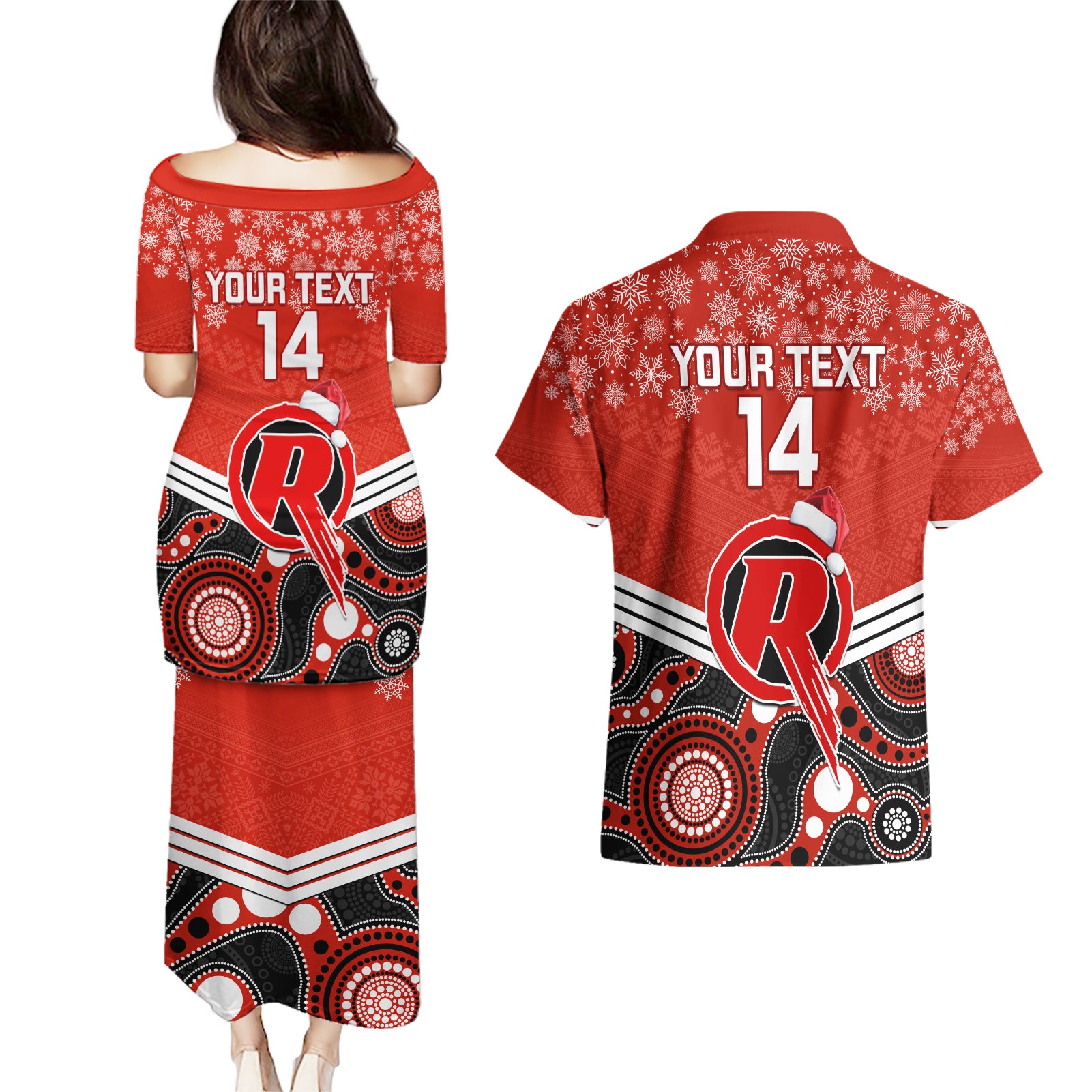 custom-melbourne-renegades-cricket-christmas-couples-matching-puletasi-dress-and-hawaiian-shirt-merry-xmas-2023-indigenous-art
