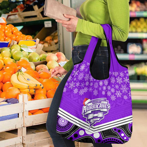 Hobart Hurricanes Cricket Christmas Grocery Bag Merry Xmas Indigenous Art