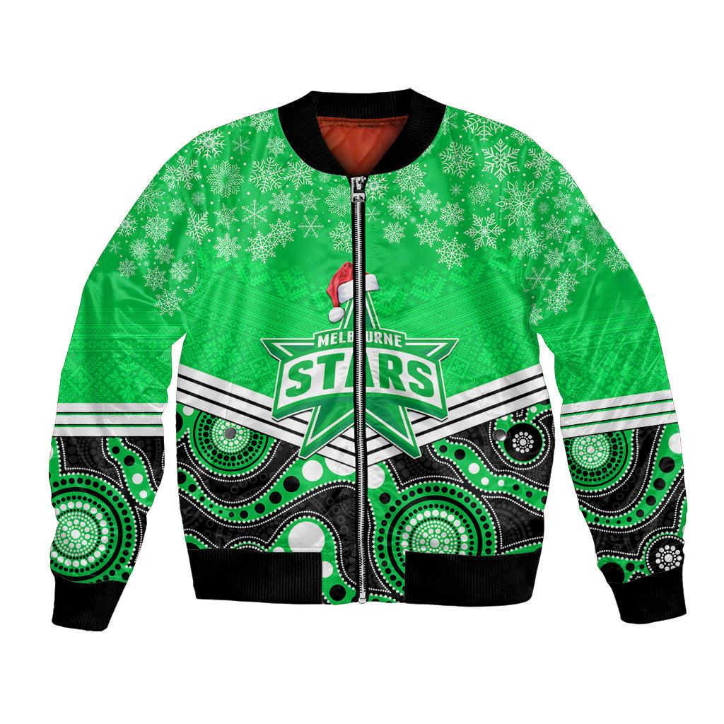 custom-melbourne-stars-cricket-christmas-bomber-jacket-merry-xmas-2023-indigenous-art