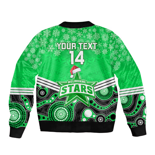 custom-melbourne-stars-cricket-christmas-bomber-jacket-merry-xmas-2023-indigenous-art