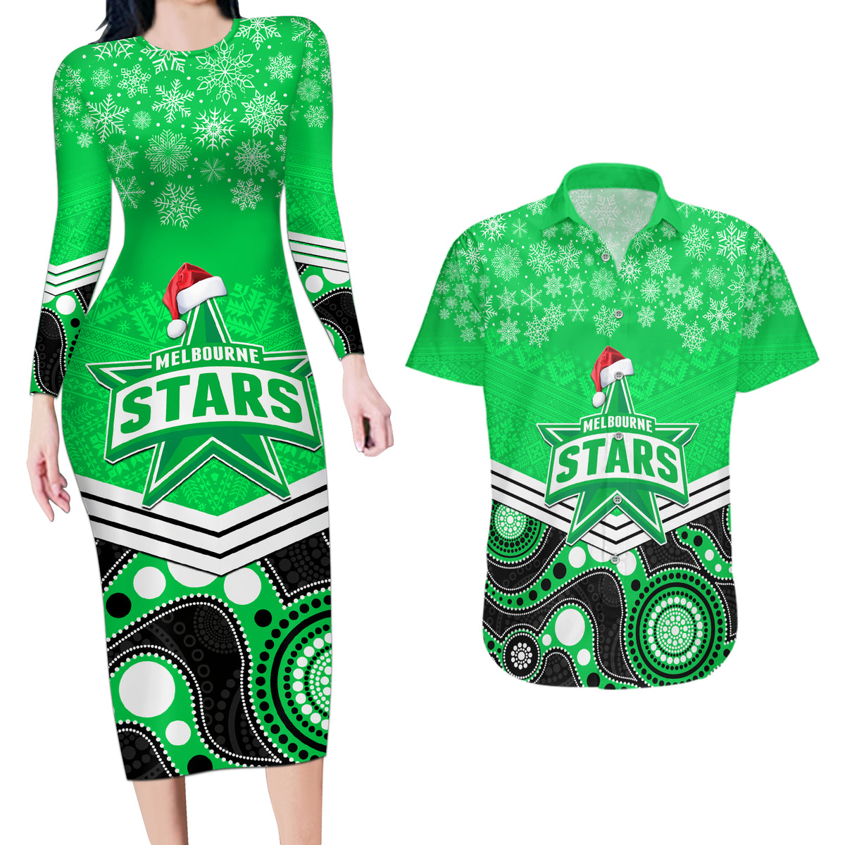custom-melbourne-stars-cricket-christmas-couples-matching-long-sleeve-bodycon-dress-and-hawaiian-shirt-merry-xmas-2023-indigenous-art