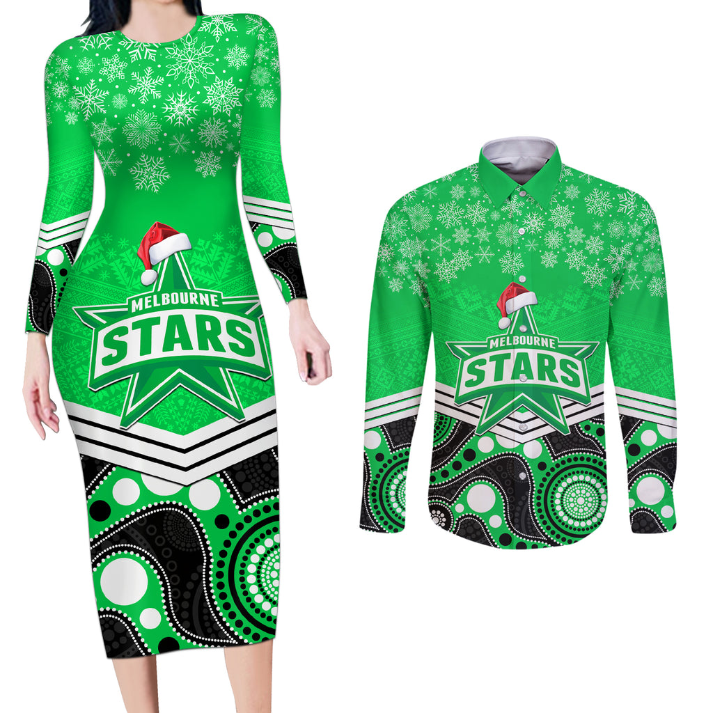 custom-melbourne-stars-cricket-christmas-couples-matching-long-sleeve-bodycon-dress-and-long-sleeve-button-shirt-merry-xmas-2023-indigenous-art