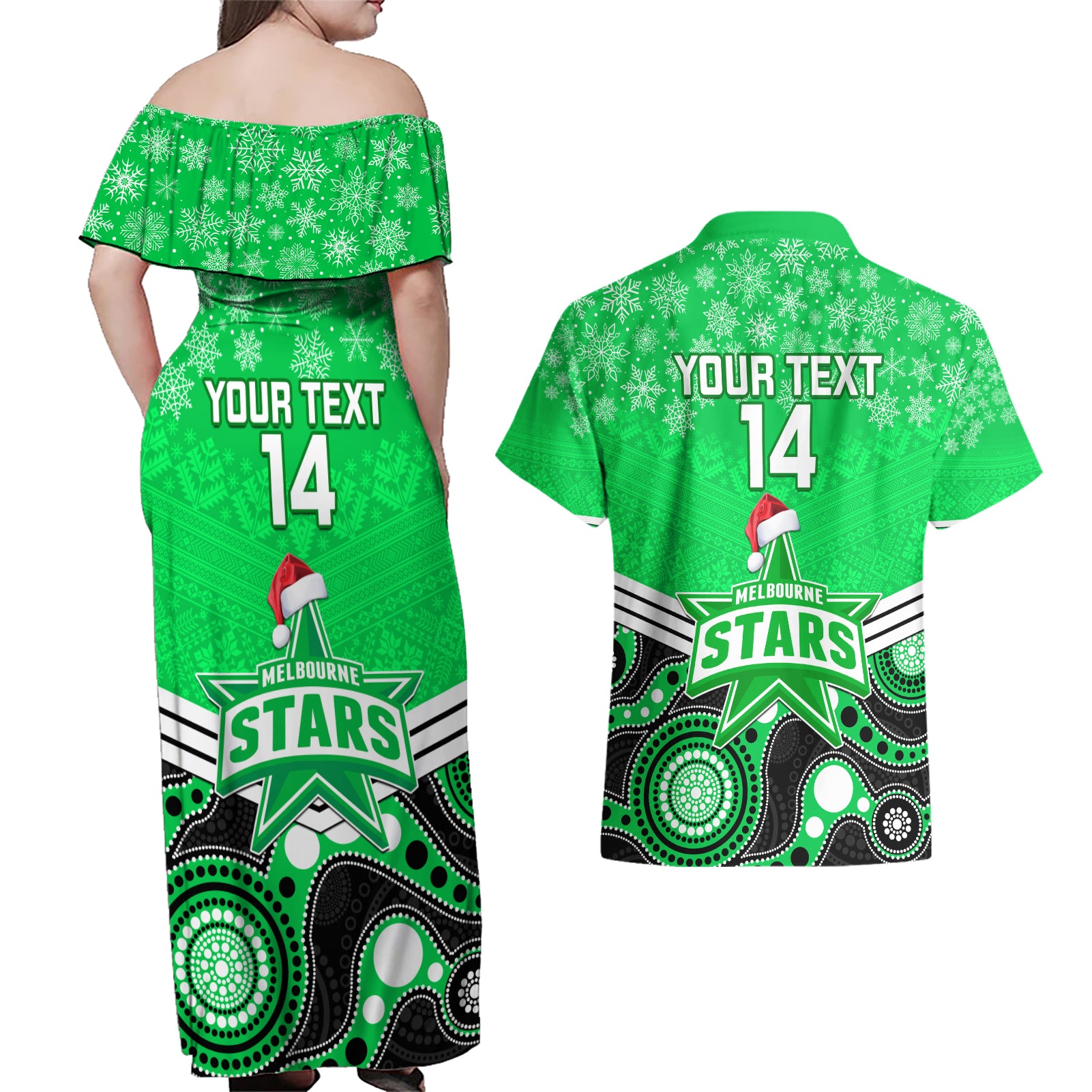 custom-melbourne-stars-cricket-christmas-couples-matching-off-shoulder-maxi-dress-and-hawaiian-shirt-merry-xmas-2023-indigenous-art