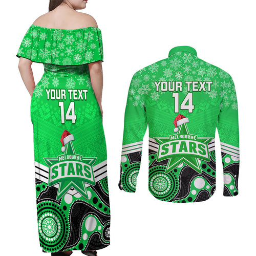 custom-melbourne-stars-cricket-christmas-couples-matching-off-shoulder-maxi-dress-and-long-sleeve-button-shirt-merry-xmas-2023-indigenous-art