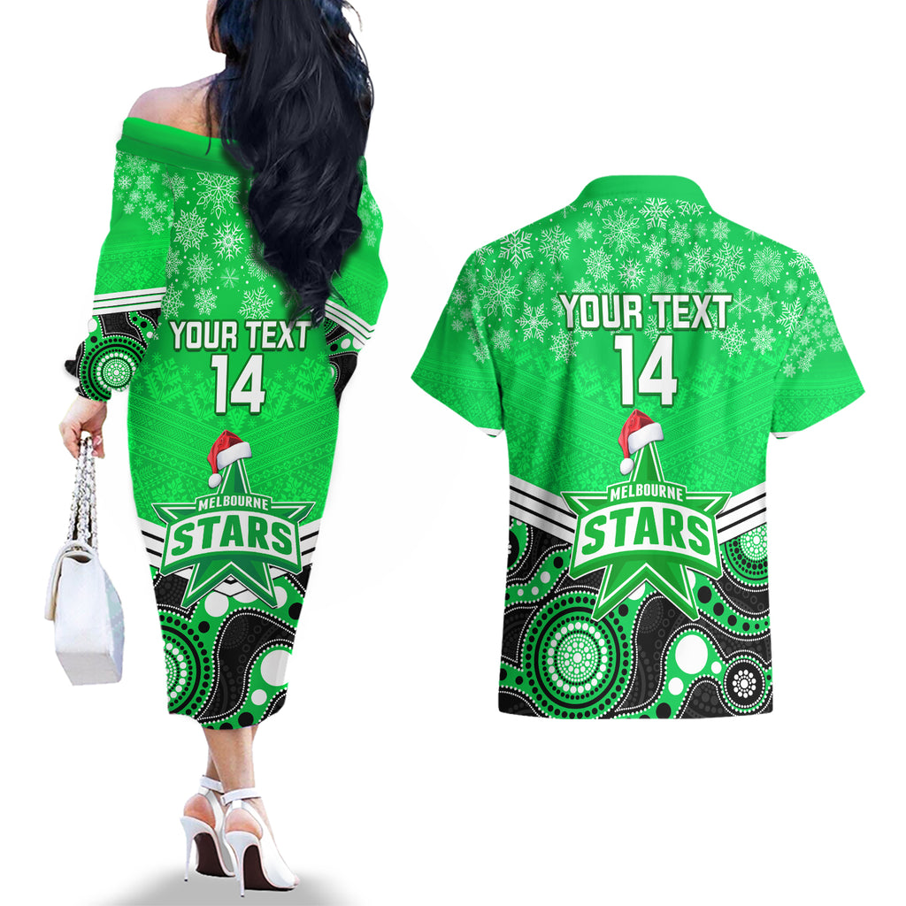 custom-melbourne-stars-cricket-christmas-couples-matching-off-the-shoulder-long-sleeve-dress-and-hawaiian-shirt-merry-xmas-2023-indigenous-art