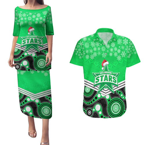 custom-melbourne-stars-cricket-christmas-couples-matching-puletasi-dress-and-hawaiian-shirt-merry-xmas-2023-indigenous-art