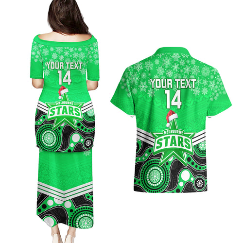 custom-melbourne-stars-cricket-christmas-couples-matching-puletasi-dress-and-hawaiian-shirt-merry-xmas-2023-indigenous-art