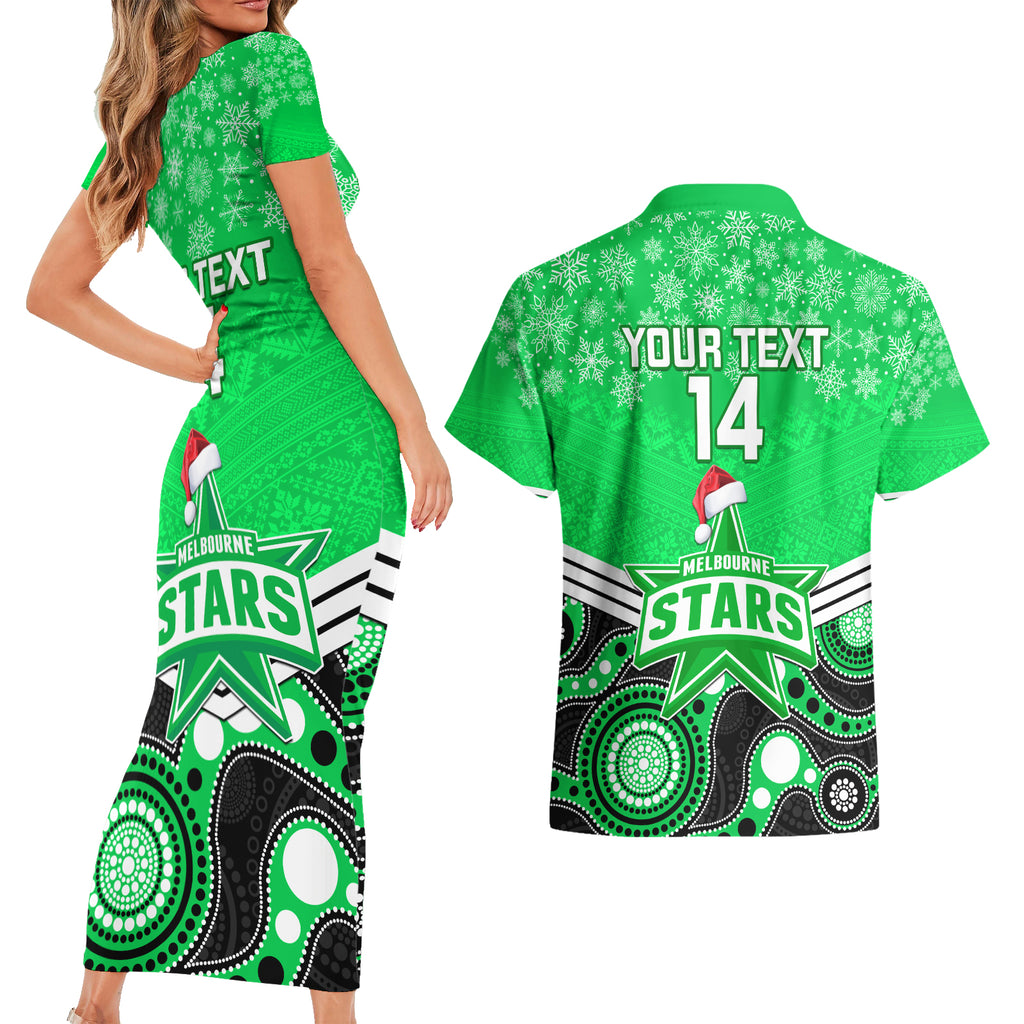 custom-melbourne-stars-cricket-christmas-couples-matching-short-sleeve-bodycon-dress-and-hawaiian-shirt-merry-xmas-2023-indigenous-art