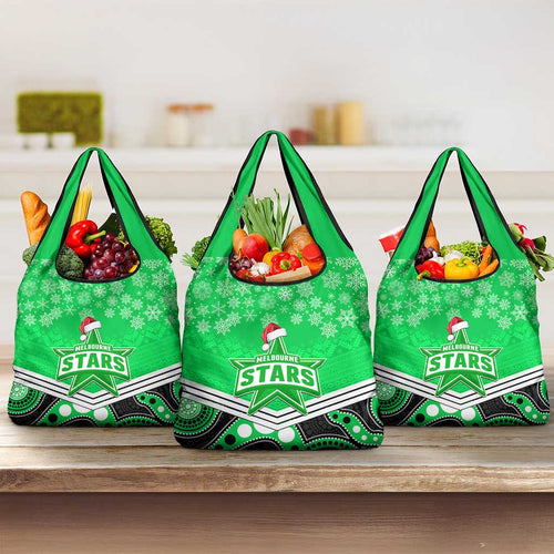 Melbourne Stars Cricket Christmas Grocery Bag Merry Xmas Indigenous Art