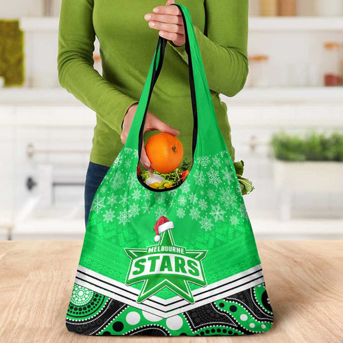Melbourne Stars Cricket Christmas Grocery Bag Merry Xmas Indigenous Art